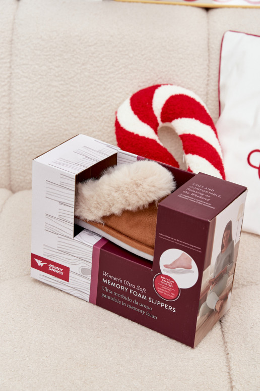 Sieviešu čības ar kažokādi, brūnas „Delissa"