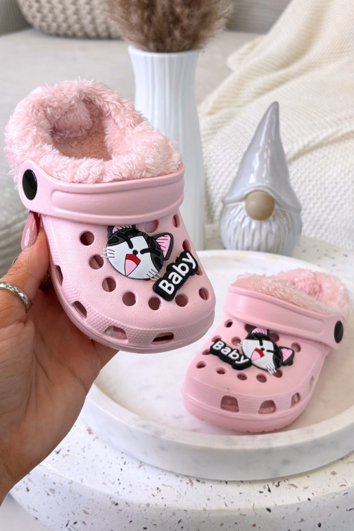 Bērnu siltas čības ar vilnu iekšpusē, rozā „Cerelle"