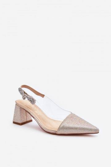 Eleganta stila Kurpes Apavi ar spicu purngalu D&A MR91292-1 Zelta krāsas 2