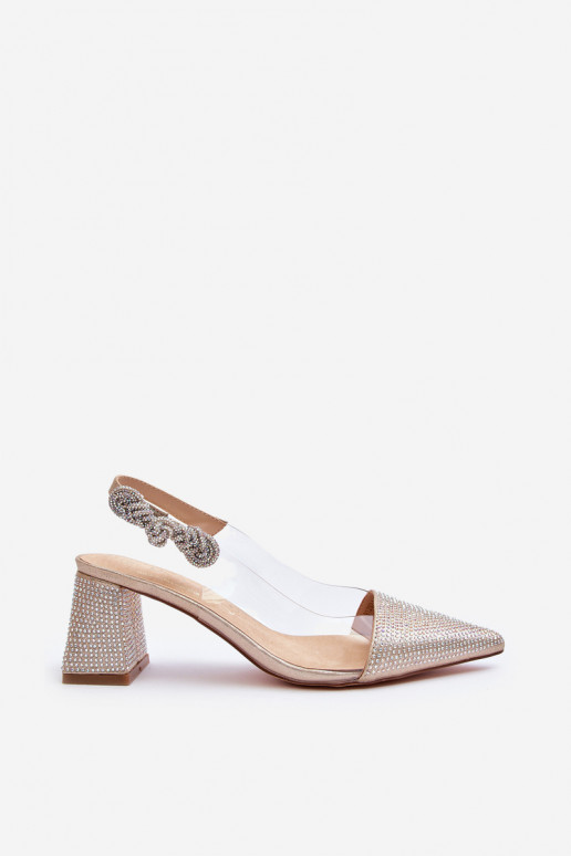 Eleganta stila Kurpes Apavi ar spicu purngalu D&A MR91292-1 Zelta krāsas