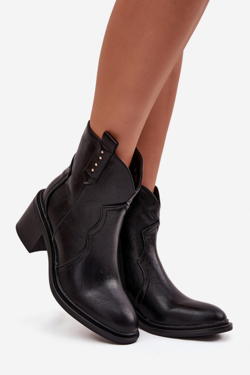 Sieviešu zābaciņi uz masīviem papēžiem no mākslīgas ādas melnā krāsā Iverly