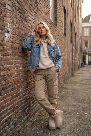 sniega apavi  Z Naturalnego Zamszu smilšu krāsas Mairene