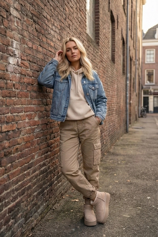 sniega apavi  Z Naturalnego Zamszu smilšu krāsas Mairene