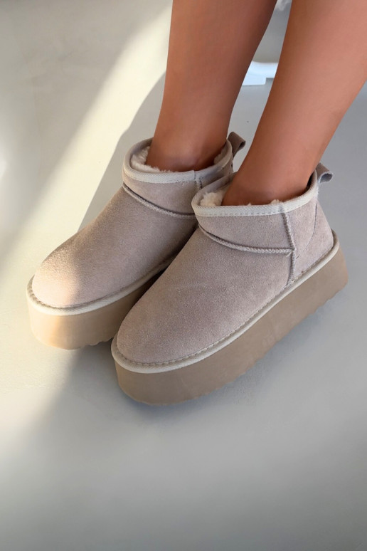 sniega apavi  Z Naturalnego Zamszu smilšu krāsas Mairene