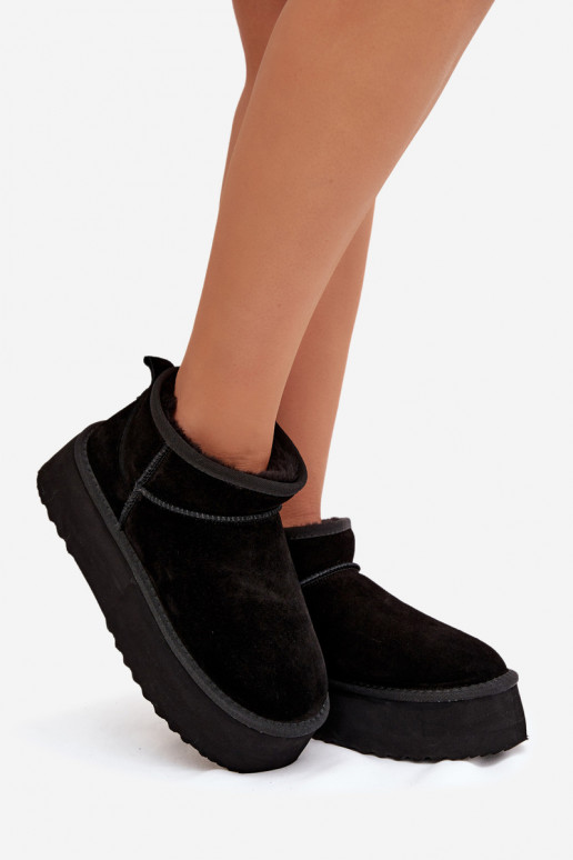 sniega apavi  Z Naturalnego Zamszu Melns Mairene