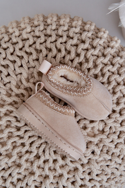 sniega apavi Sieviešu puszābaki Bērnu apavi ar platformu siltināti ar kažokādu Ziloņkaula krāsas Vilabria