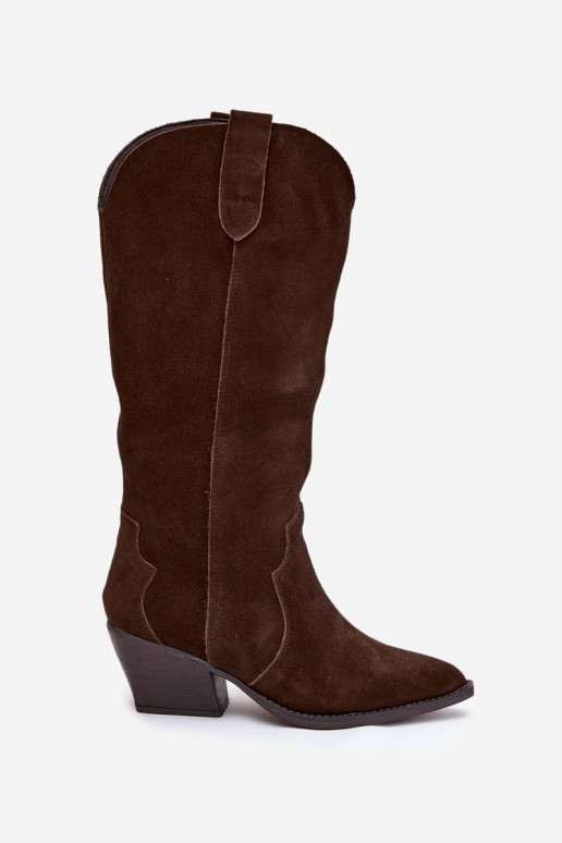   zamšādas garie zābaki   siltināti Czekoladowe Urselle