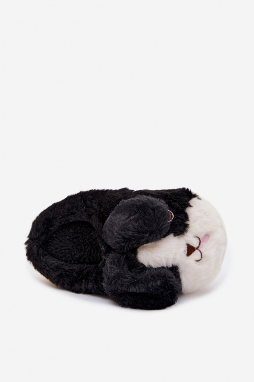 Melnas krāsas bērnu čības ar kažoku "Kucēni" Farnise