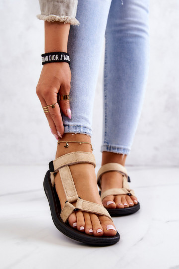  zamšādas Sportiska stila sandales smilšu krāsas Harris 2