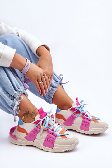  Stilīgasrni sporta apavi šņorējami smilšu krāsas-Rozā krāsas Chillout! 2