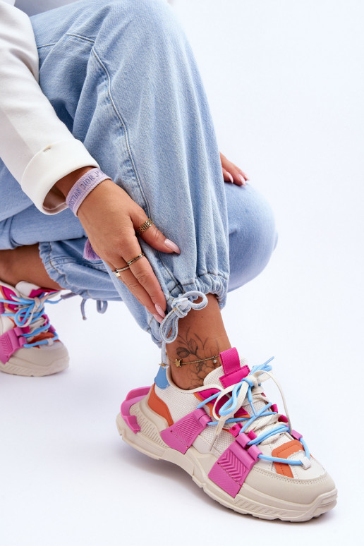  Stilīgasrni sporta apavi šņorējami smilšu krāsas-Rozā krāsas Chillout!
