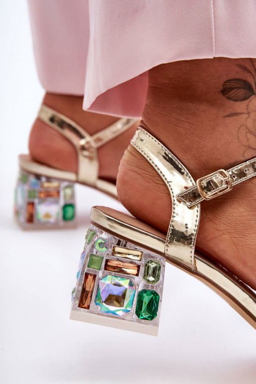  Elegantas augstpapēžu sandales ar mirdzošiem spīdumiem Zelta krāsas S.Barski MR1037-01