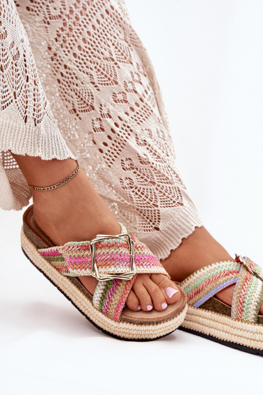 sieviešu čības ar platformu  I Złotą ar sprādzēm Dažādu krāsu Filazzia