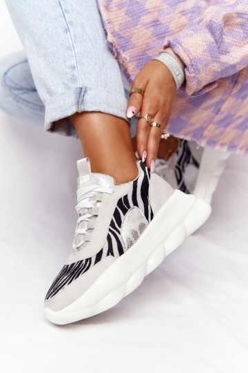  Sportiska stila apavi ar platformu Lu Boo Pelēkas krāsas