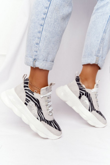  Sportiska stila apavi ar platformu Lu Boo Pelēkas krāsas 2