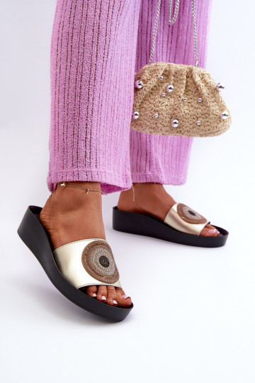 Čibas no dabīgas ādas  ar ornamentiem S.Barski KV27-019 Zelta krāsas 2