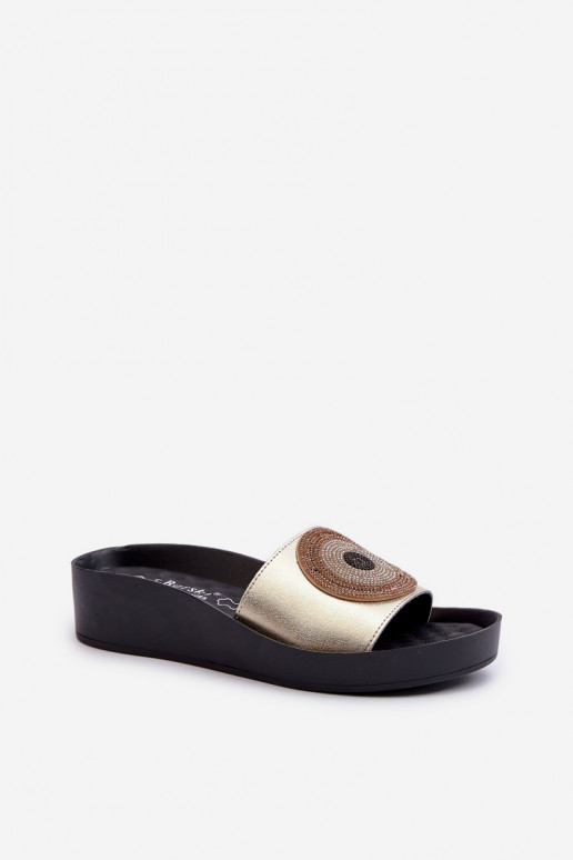 Čibas no dabīgas ādas  ar ornamentiem S.Barski KV27-019 Zelta krāsas