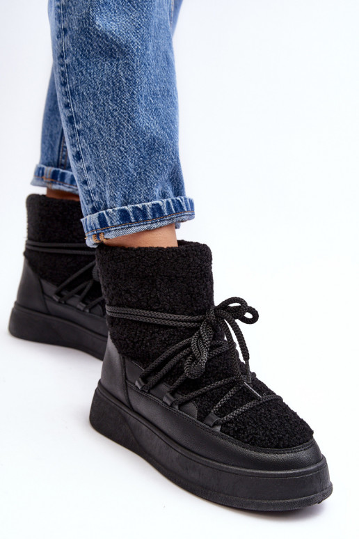  sniega apavi ar platformu Melns Ahatissa