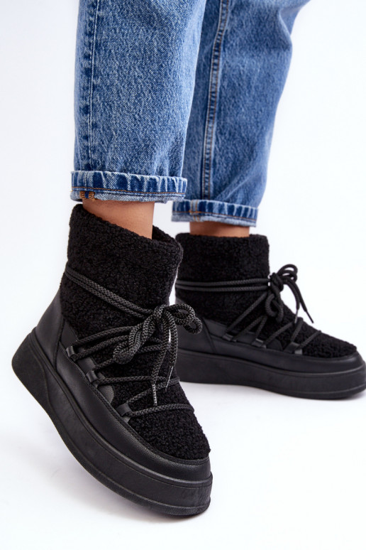  sniega apavi ar platformu Melns Ahatissa