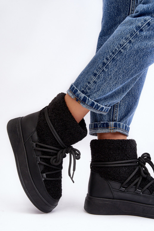  sniega apavi ar platformu Melns Ahatissa