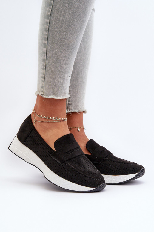 Sieviešu mokasīni ar apzeltītu zoli owe Melns Inesqua