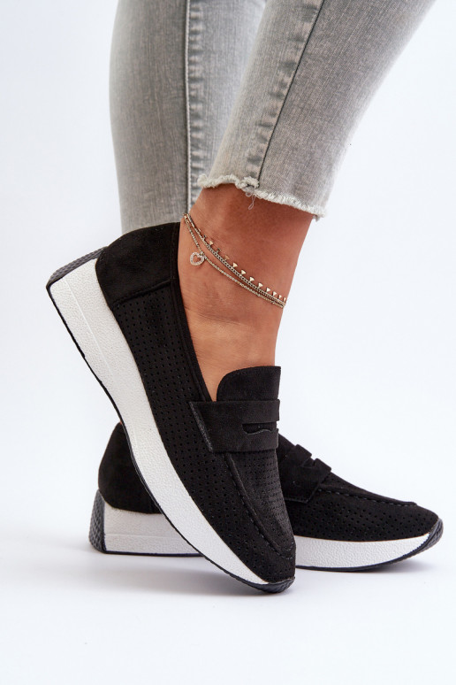 Sieviešu mokasīni ar apzeltītu zoli owe Melns Inesqua