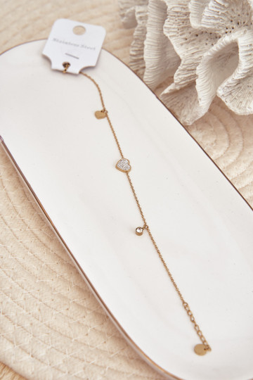 Potītes rokassprādze ar sirdīm Zelta krāsas