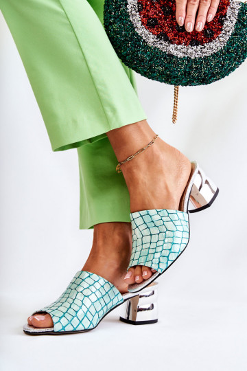 Čibas no dabīgas ādas   ar papēdi zaļas krāsas Perry 2