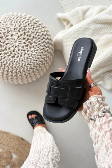 sieviešu čības ar platiem papēžiem Melns Lorania