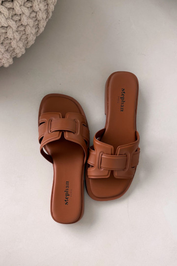 sieviešu čības ar platiem papēžiem brūnas krāsas Lorania 2