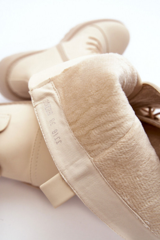 šņorējami siltināti garie zābaki Kerzi  smilšu krāsas Bergdis