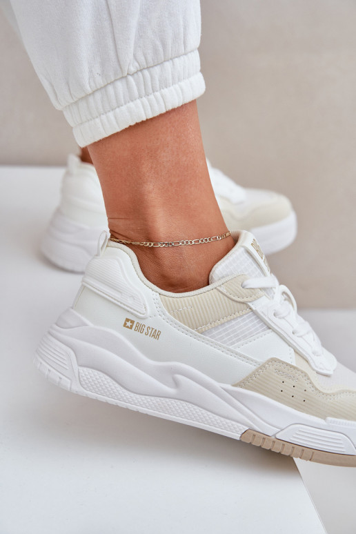 Sneakers modeļa apavi ar platformu Big Star OO274A155 Baltas-smilšu krāsas
