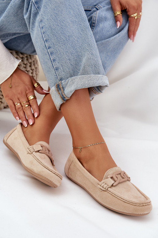  Eko Zamšādas mokasīni ar ornamentiem smilšu krāsas Seathra