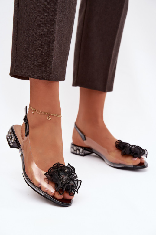  sandales  ar mirdzošiem spīdumiem  D&A MR52-230 Melns