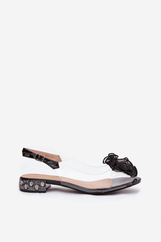  sandales  ar mirdzošiem spīdumiem  D&A MR52-230 Melns