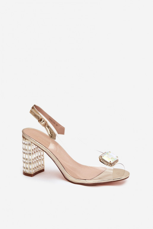  sandales ar papēdi ar mirdzošiem spīdumiem D&A MR52-239 Zelta krāsas