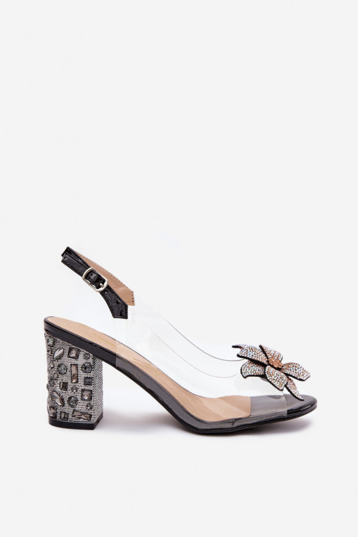  sandales ar papēdi ar ornamentiem D&A MR38-321 Melns