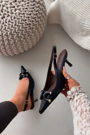 Sieviešu basenes ar papēdi Ar greznu Detalem melnas krāsas Brienne