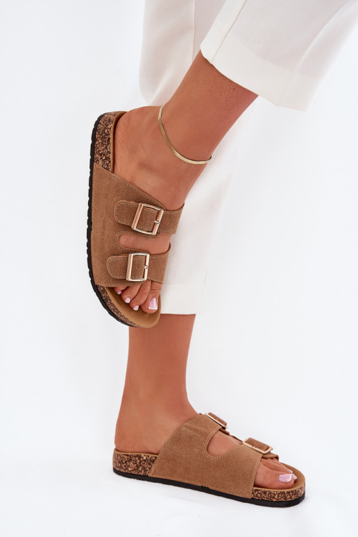 sieviešu čības Ze Zelta krāsasmi ar sprādzēmmi I Przeszyciami brūnas krāsas Lunera