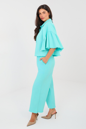 Tirkīza krāsas bikses