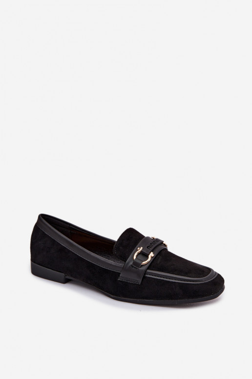 Mokasīni sievietēm ar izsmalcinātiem elementiem, melnā krāsā Evelora