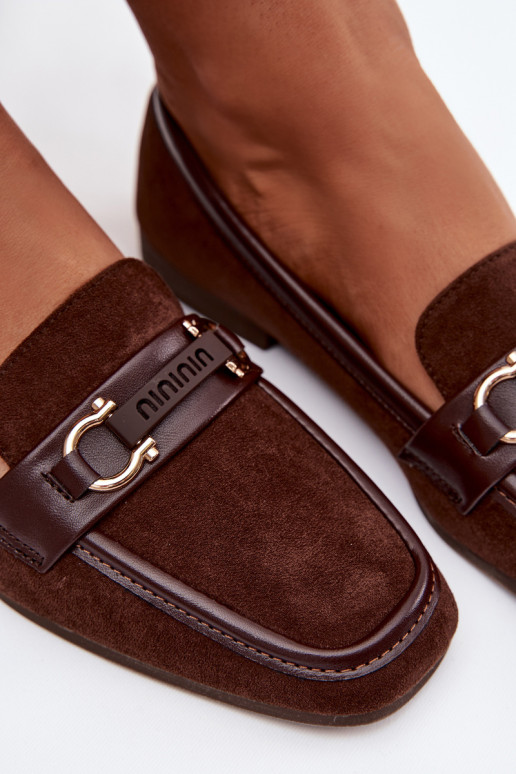 Mokasīni sievietēm ar izsmalcinātiem elementiem, šokolādes krāsā Evelora