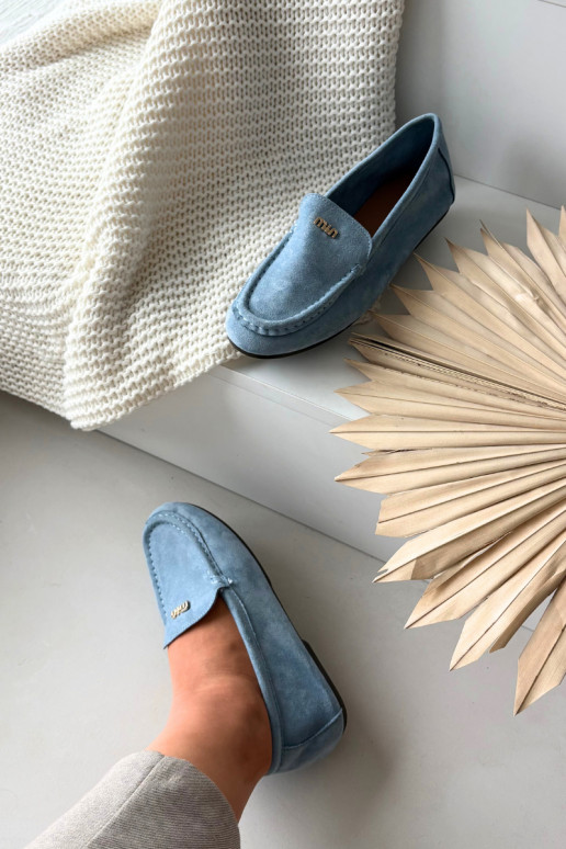 sieviešu mokasīniTā irzsm Zelta krāsasm Detalem Zilas krāsas Sarivelle