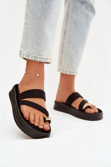 Auduma sieviešu čības Ar svītrām I Zelta krāsasm Detalem Melns Farielle 2