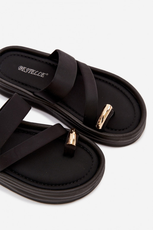 Auduma sieviešu čības Ar svītrām I Zelta krāsasm Detalem Melns Farielle