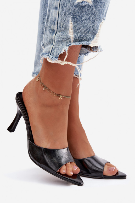 Laque sieviešu čības ar papēdi Melns Lirissa