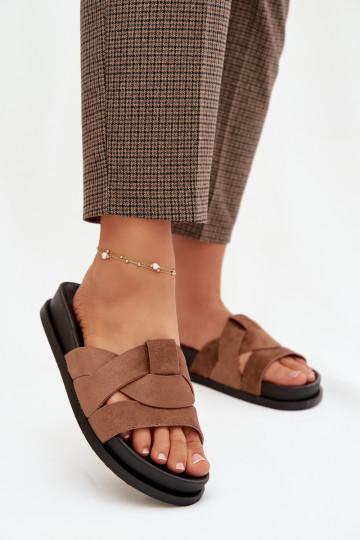 sieviešu čības owe Ar svītrām brūnas krāsas Marivessa 2