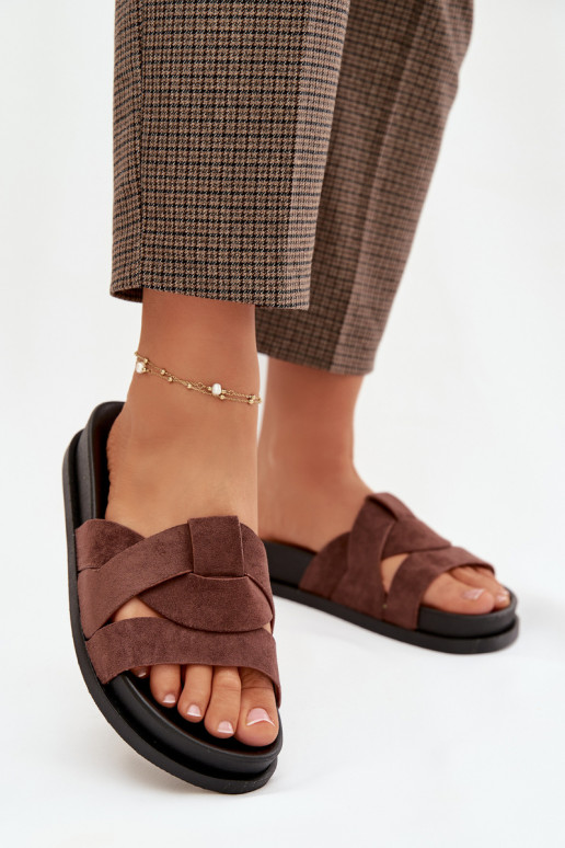 sieviešu čības owe Ar svītrām tumši brūnas krāsas Marivessa