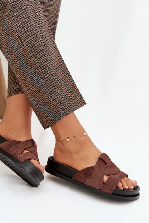 sieviešu čības owe Ar svītrām tumši brūnas krāsas Marivessa