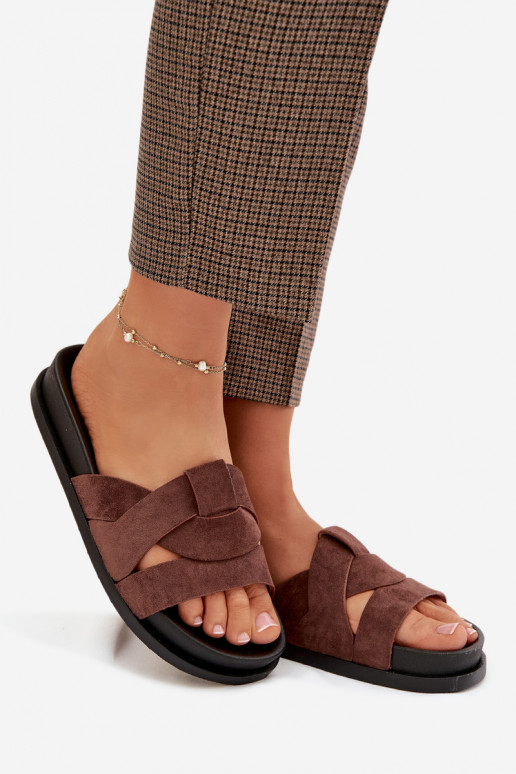 sieviešu čības owe Ar svītrām tumši brūnas krāsas Marivessa